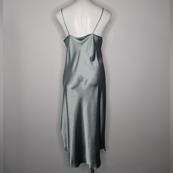 Vintage Romantic Moods Light Blue Satin Lace V Neck Lingerie Nightgown M - Picture 5 of 8